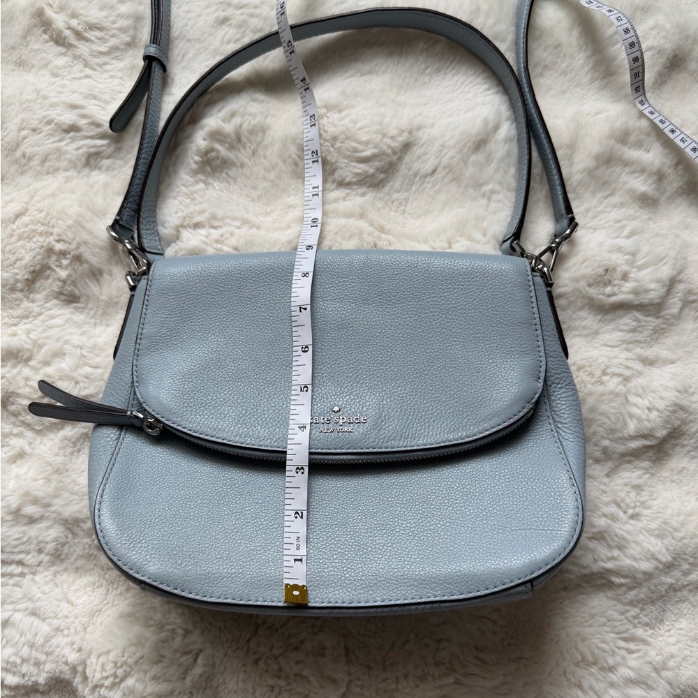 Kate Spade Polly Flap Convertible Medium Light Blue Leather Crossbody Bag - Picture 15 of 15